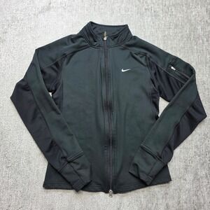 Nike Fit Dry Women Black Full Zip Jacket Athletic Track Sportswear Size S